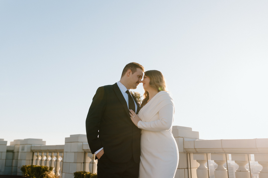 Bride and Groom on rooftop